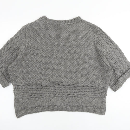 NEXT Womens Grey Round Neck Acrylic Pullover Jumper Size 14