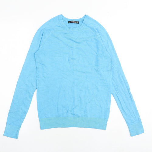 Dunnes Stores Womens Blue Round Neck Viscose Pullover Jumper Size S