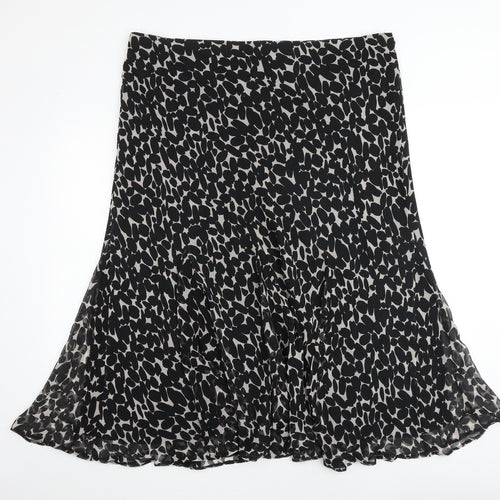 Marks and Spencer Womens Black Geometric Polyester Swing Skirt Size 22