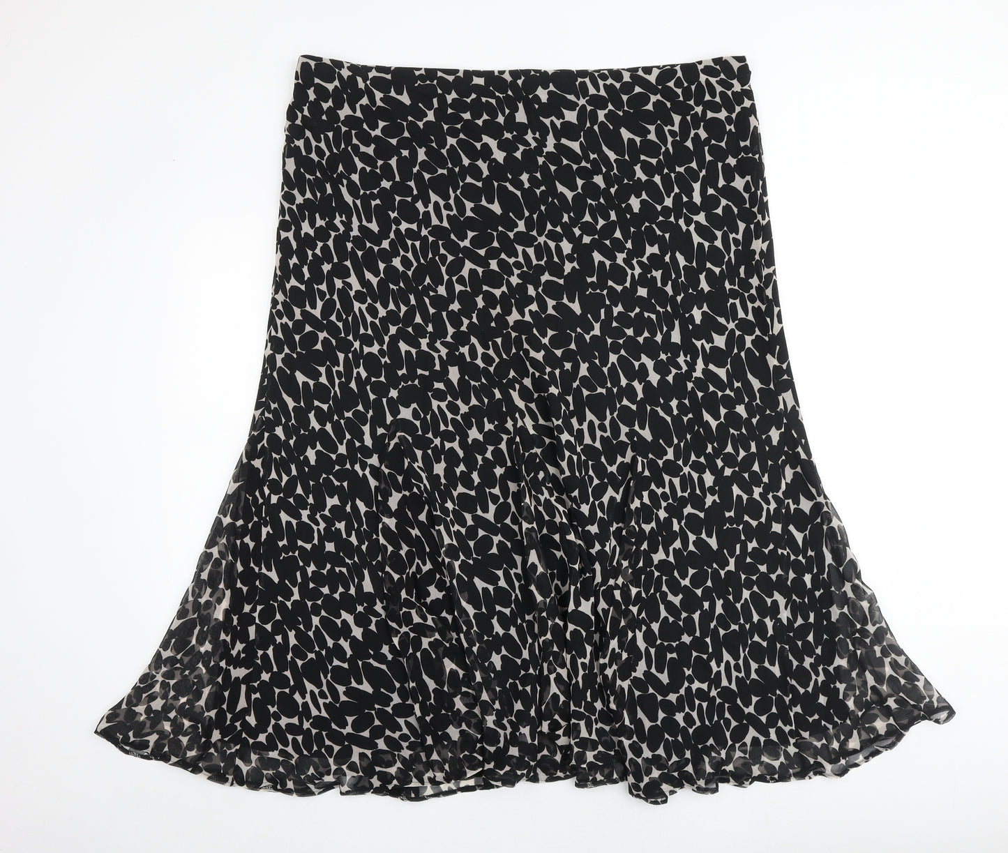 Marks and Spencer Womens Black Geometric Polyester Swing Skirt Size 22