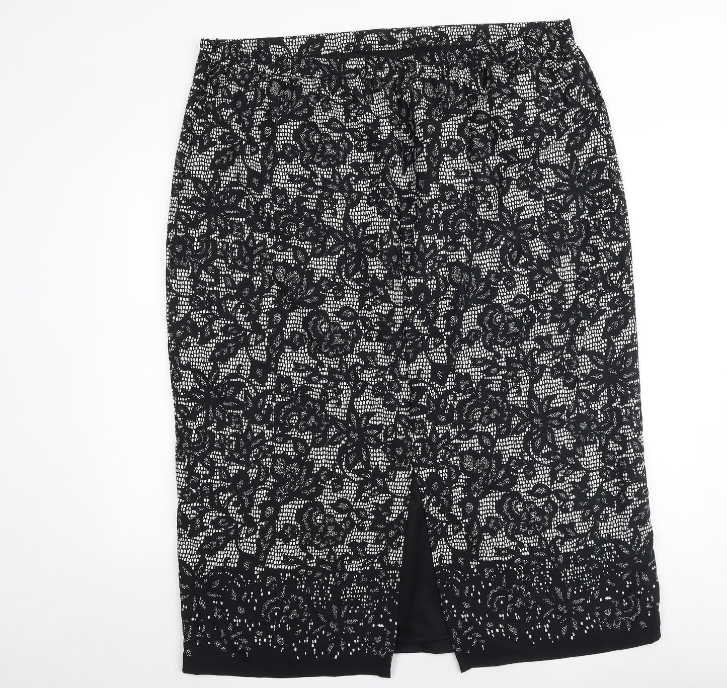 Savoir Womens Black Floral Polyester Straight & Pencil Skirt Size 42 in Zip
