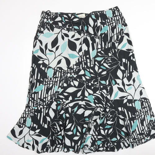 Ann Harvey Womens Multicoloured Geometric Polyester Swing Skirt Size 22 Zip - Leaf pattern