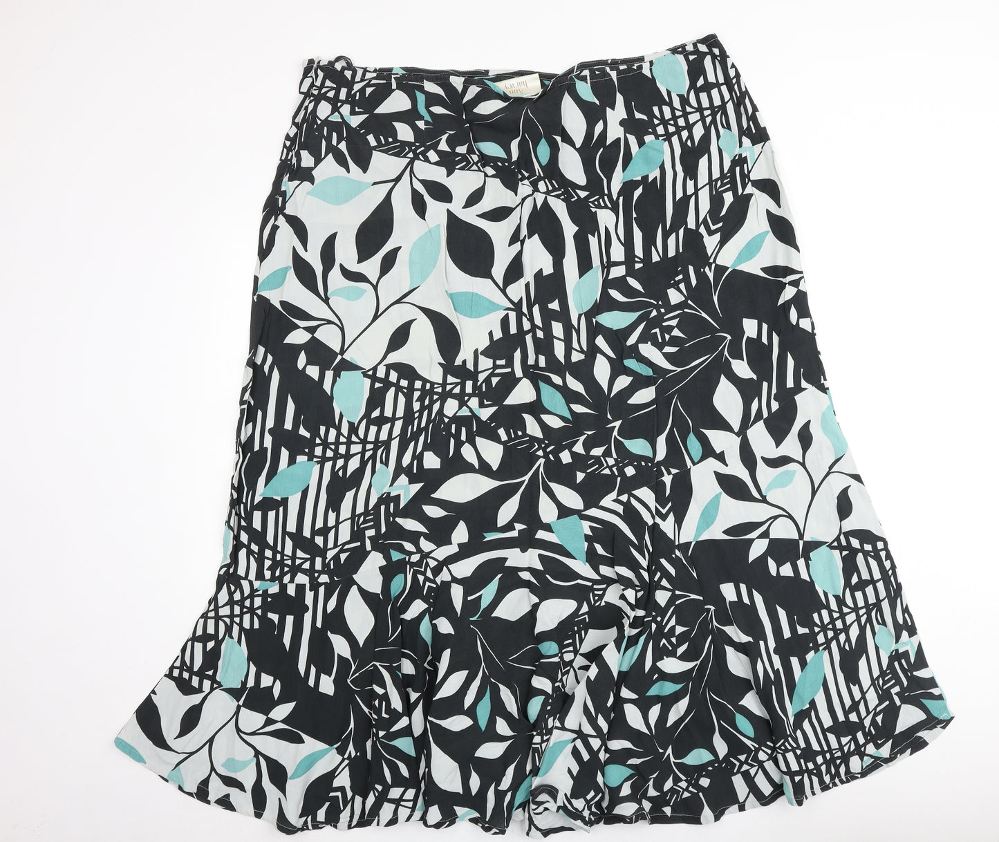 Ann Harvey Womens Multicoloured Geometric Polyester Swing Skirt Size 22 Zip - Leaf pattern
