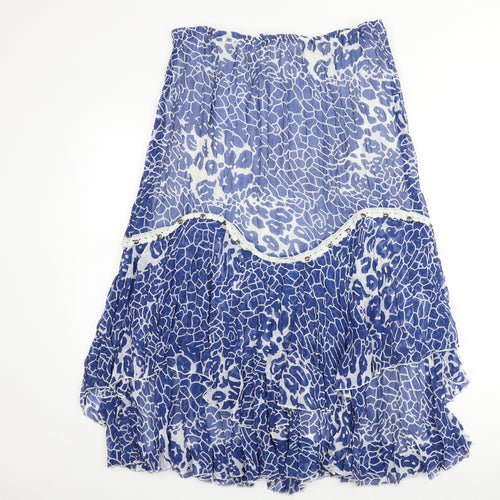 Savoir Womens Blue Geometric Polyester Swing Skirt Size 34 in