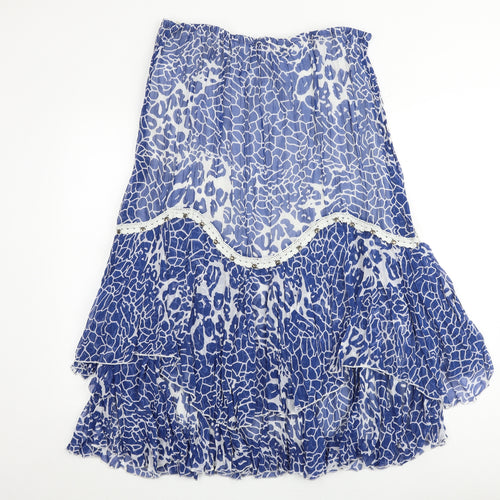 Savoir Womens Blue Geometric Polyester Swing Skirt Size 34 in