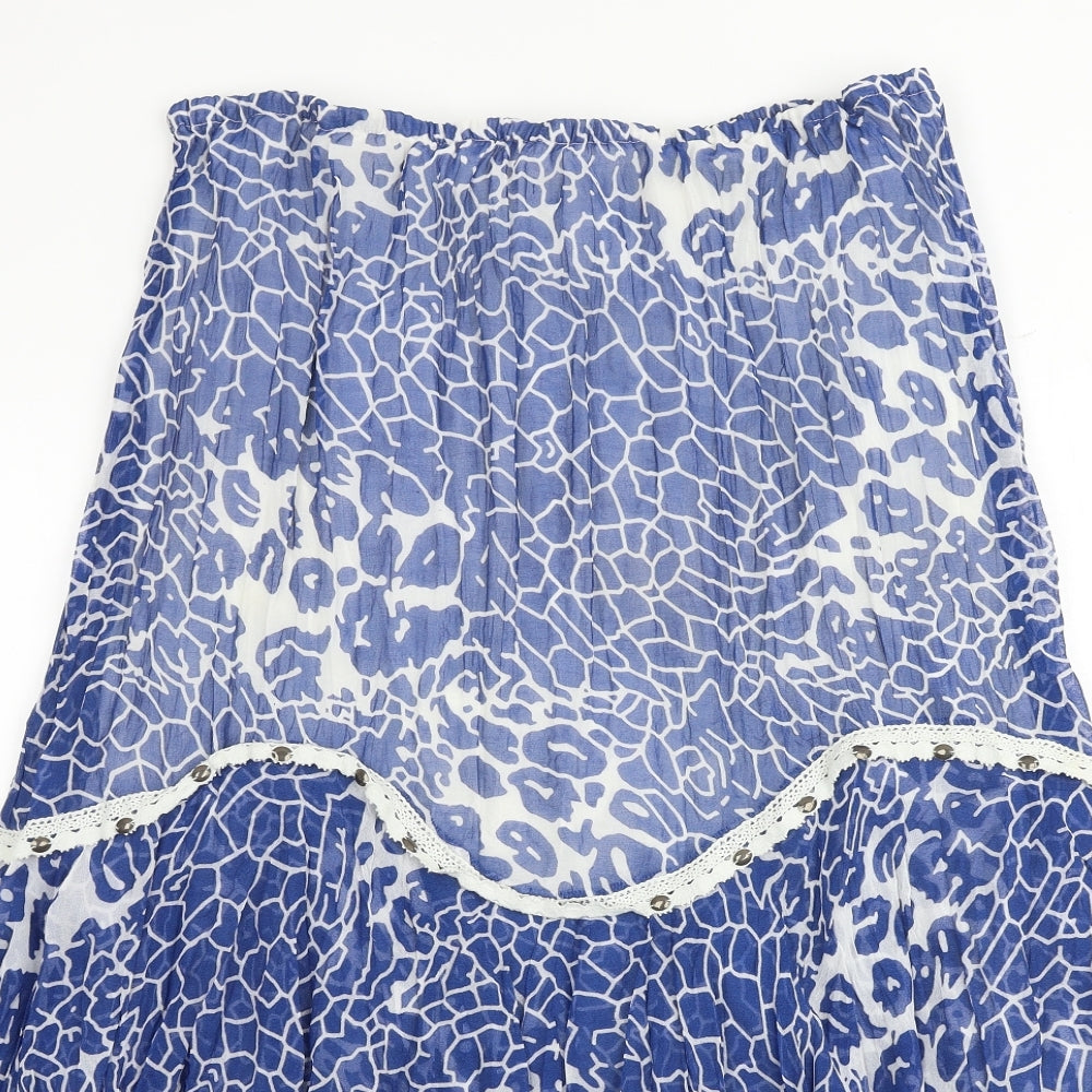 Savoir Womens Blue Geometric Polyester Swing Skirt Size 34 in