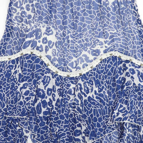 Savoir Womens Blue Geometric Polyester Swing Skirt Size 34 in