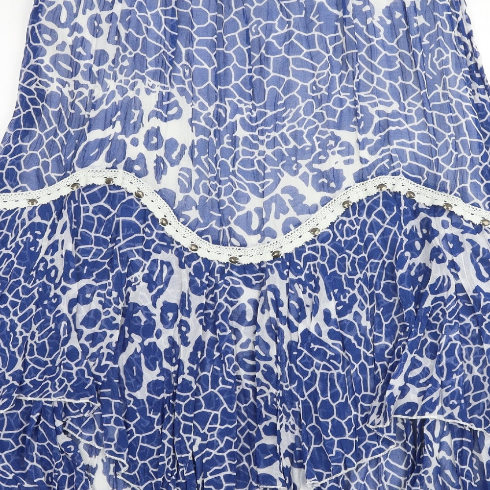 Savoir Womens Blue Geometric Polyester Swing Skirt Size 34 in