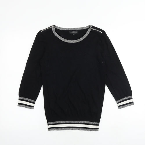 Debenhams Womens Black Round Neck Viscose Pullover Jumper Size 10