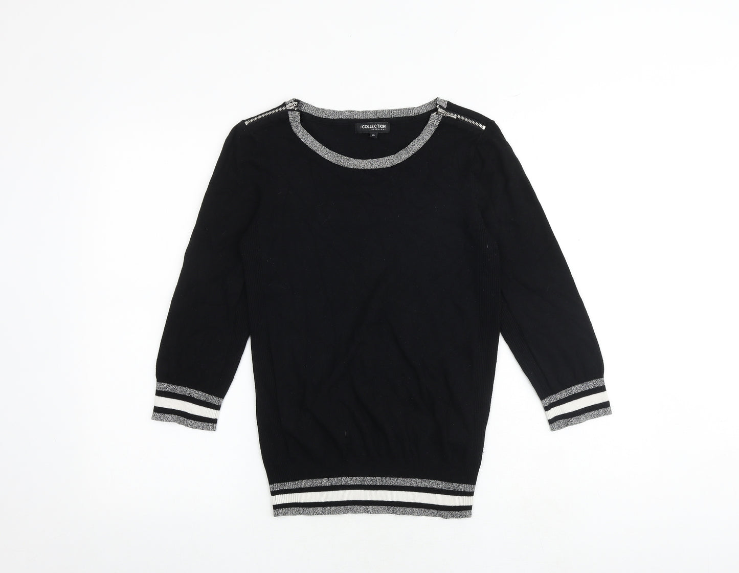 Debenhams Womens Black Round Neck Viscose Pullover Jumper Size 10