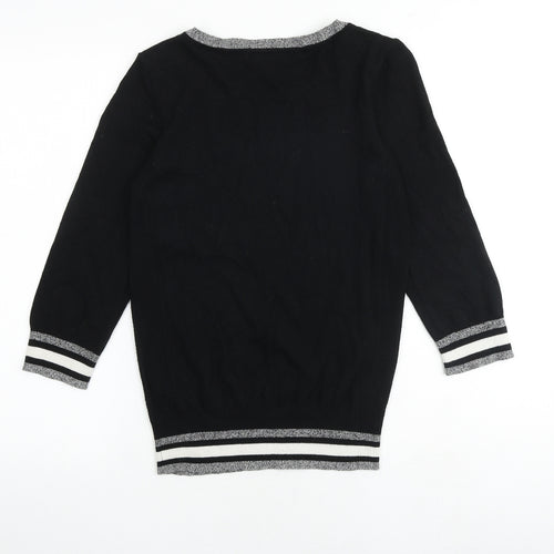 Debenhams Womens Black Round Neck Viscose Pullover Jumper Size 10