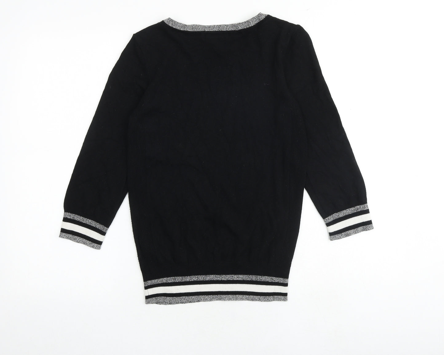 Debenhams Womens Black Round Neck Viscose Pullover Jumper Size 10