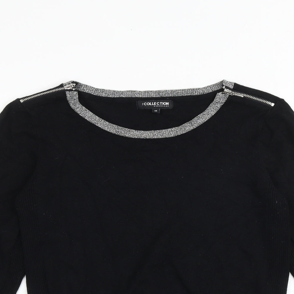 Debenhams Womens Black Round Neck Viscose Pullover Jumper Size 10