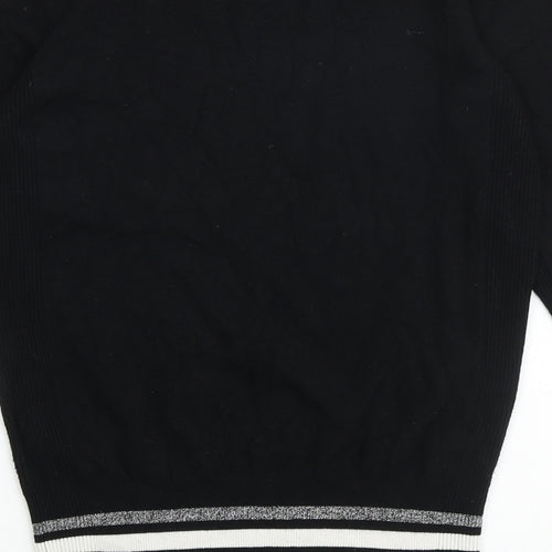 Debenhams Womens Black Round Neck Viscose Pullover Jumper Size 10