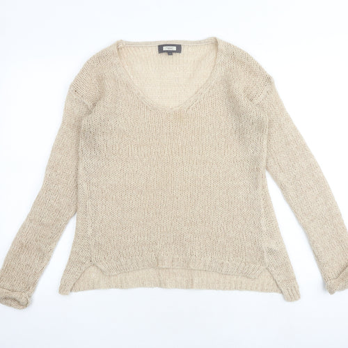 NEXT Womens Beige Scoop Neck Acrylic Pullover Jumper Size 10