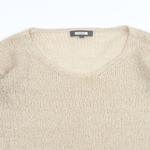 NEXT Womens Beige Scoop Neck Acrylic Pullover Jumper Size 10