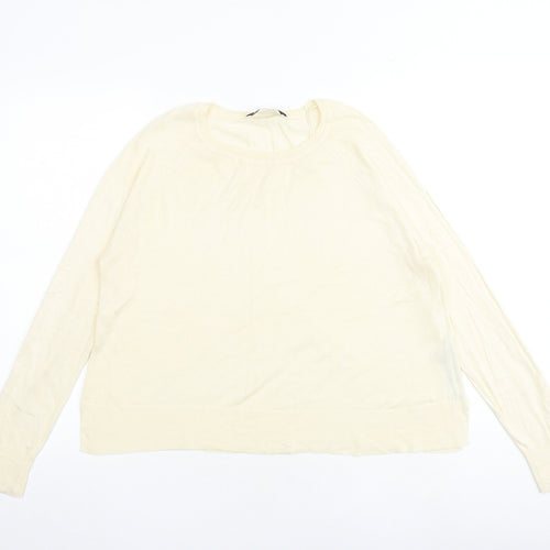 Marks and Spencer Womens Ivory Round Neck Acrylic Pullover Jumper Size M