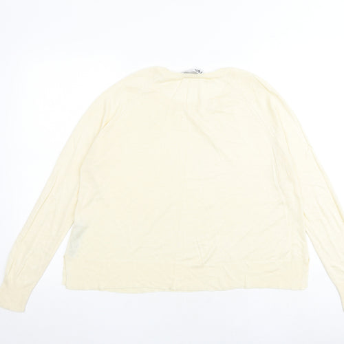 Marks and Spencer Womens Ivory Round Neck Acrylic Pullover Jumper Size M