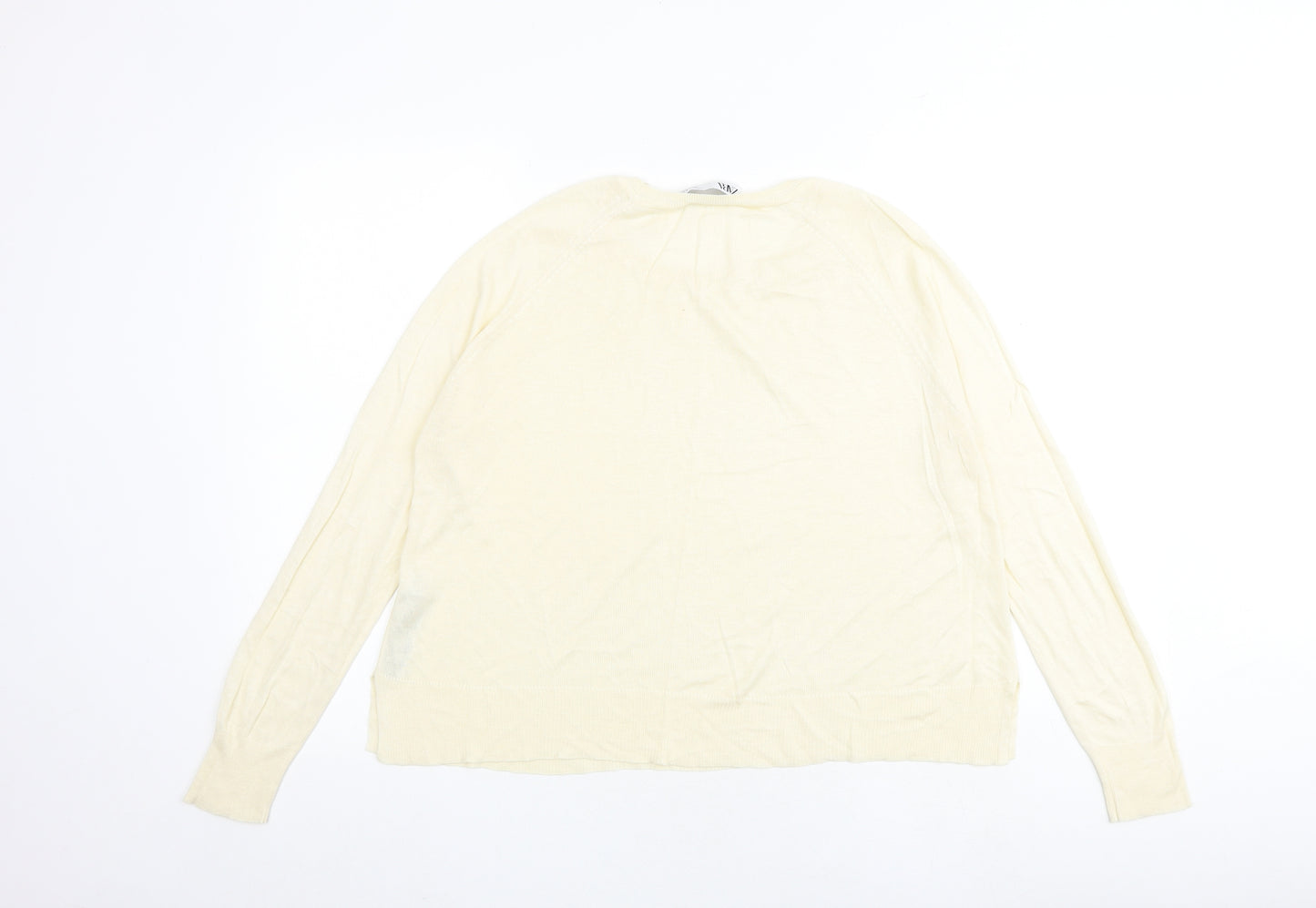 Marks and Spencer Womens Ivory Round Neck Acrylic Pullover Jumper Size M