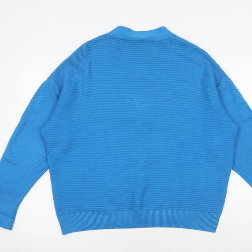 Warehouse Womens Blue V-Neck Cotton Cardigan Jumper Size M