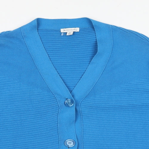 Warehouse Womens Blue V-Neck Cotton Cardigan Jumper Size M