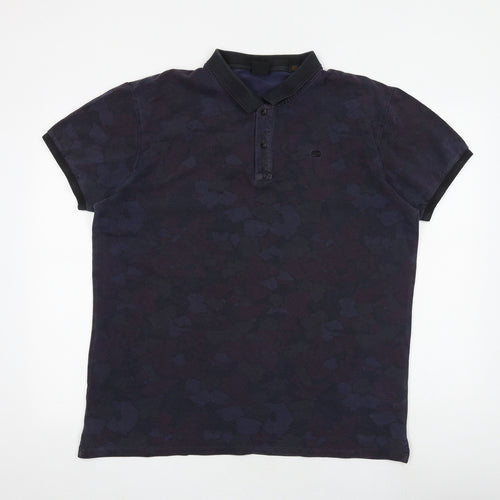 Scotch & Soda Mens Multicoloured Geometric 100% Cotton Polo Size 2XL Collared Button