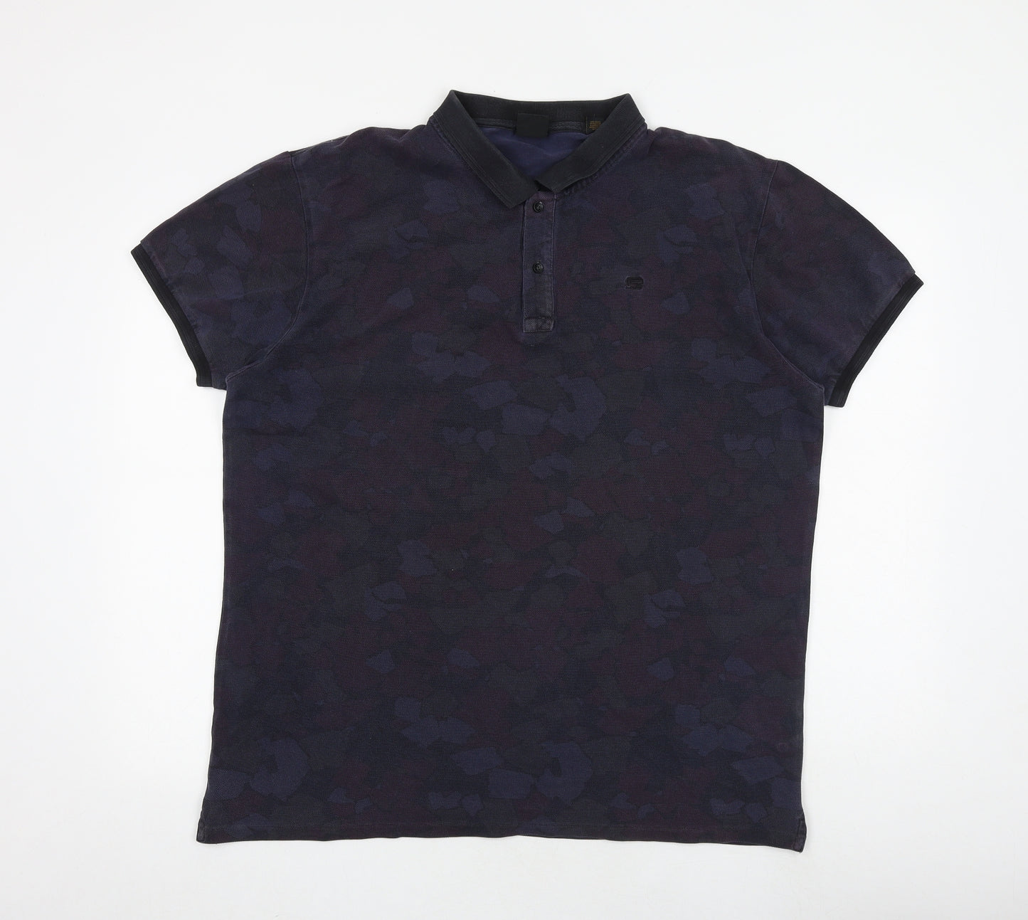 Scotch & Soda Mens Multicoloured Geometric 100% Cotton Polo Size 2XL Collared Button