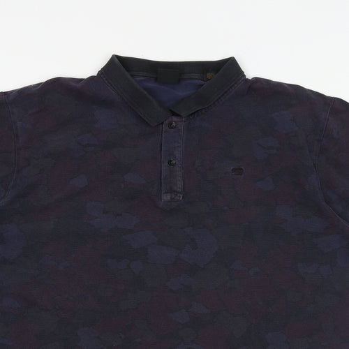 Scotch & Soda Mens Multicoloured Geometric 100% Cotton Polo Size 2XL Collared Button