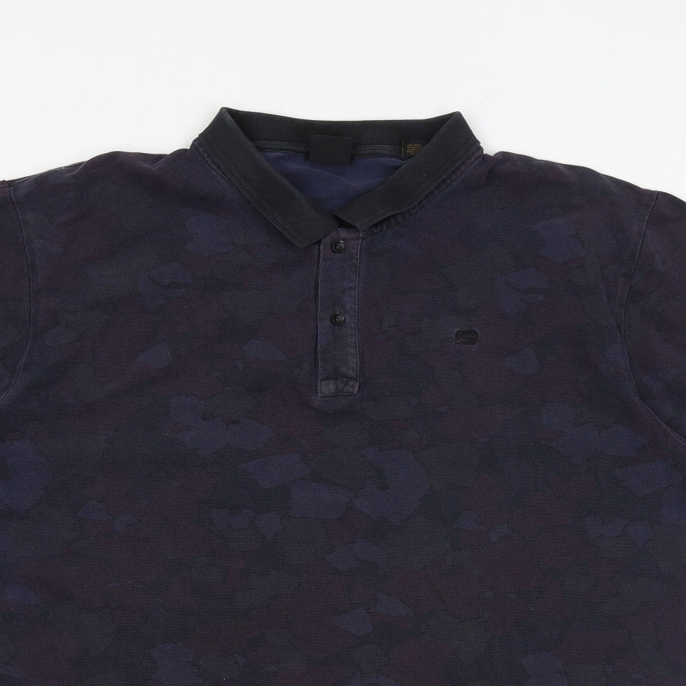 Scotch & Soda Mens Multicoloured Geometric 100% Cotton Polo Size 2XL Collared Button