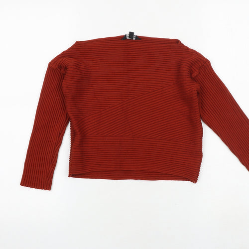 Wardrobe Womens Brown Boat Neck Viscose Pullover Jumper Size XS