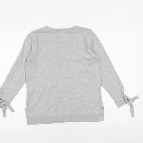 Very Womens Grey V-Neck Cotton Pullover Jumper Size 10