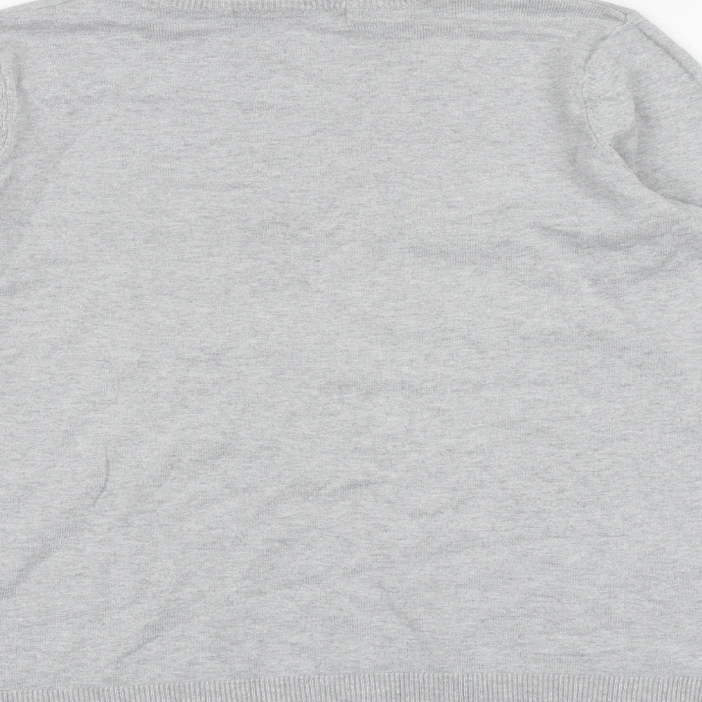 Very Womens Grey V-Neck Cotton Pullover Jumper Size 10