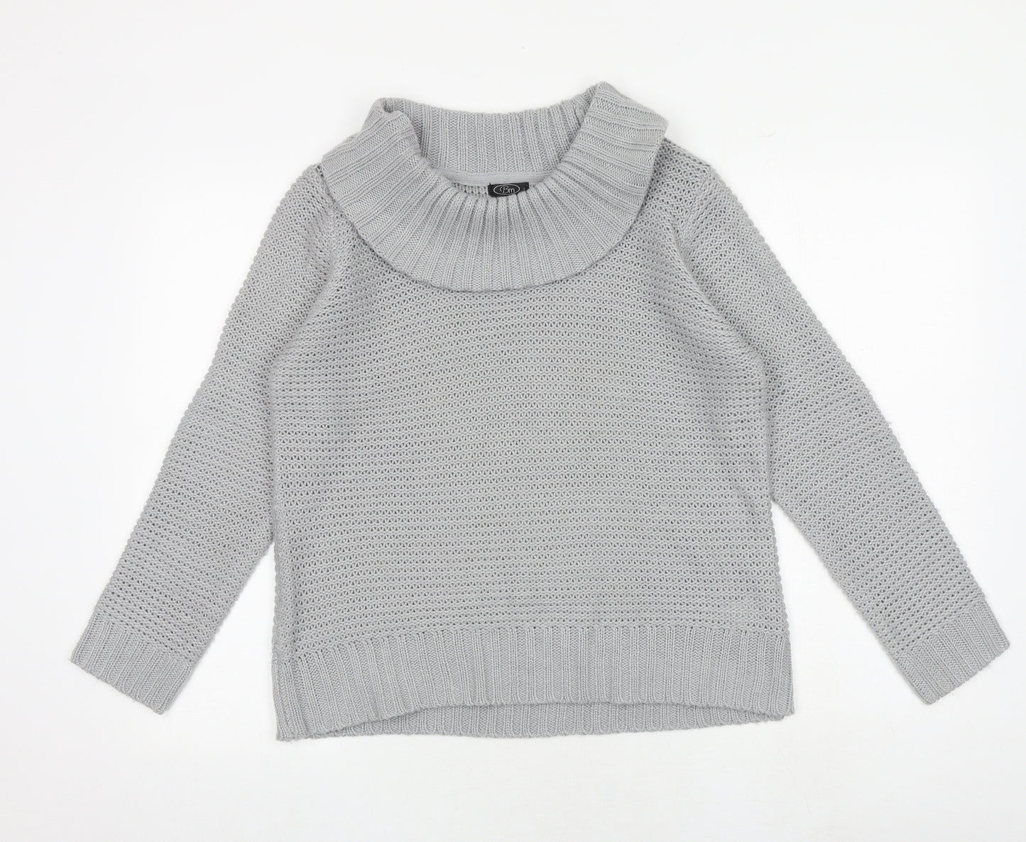 Bonmarché Womens Grey Roll Neck Acrylic Pullover Jumper Size M