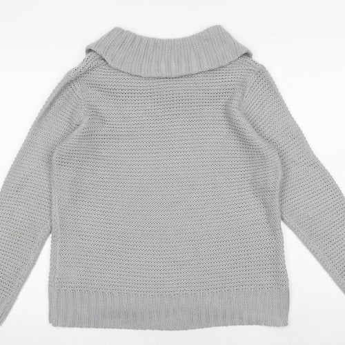 Bonmarché Womens Grey Roll Neck Acrylic Pullover Jumper Size M