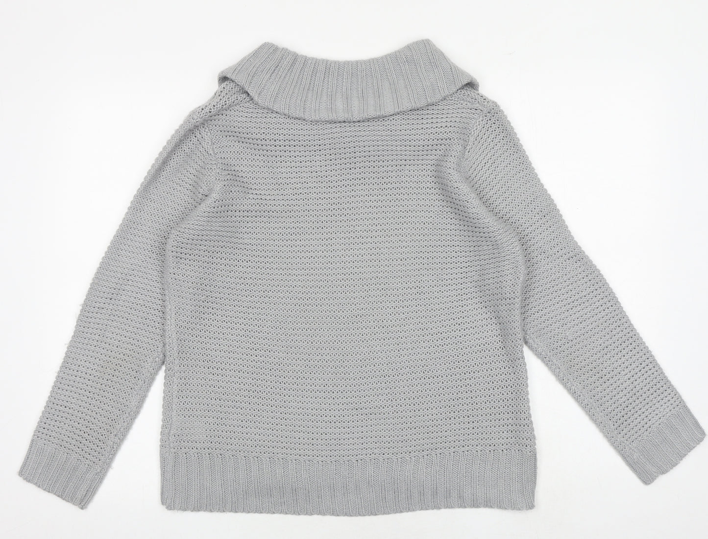 Bonmarché Womens Grey Roll Neck Acrylic Pullover Jumper Size M