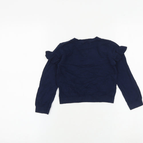 NEXT Girls Blue Round Neck Cotton Pullover Jumper Size 4 Years Pullover - Be Happy Be Bright Be You