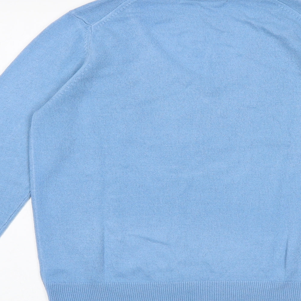 Marks and Spencer Womens Blue V-Neck Acrylic Pullover Jumper Size 12
