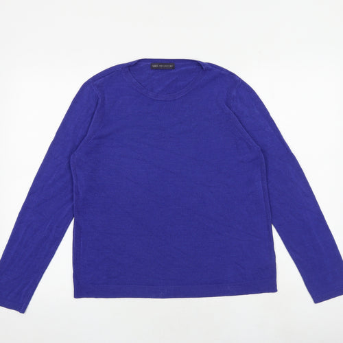 Marks and Spencer Womens Blue Round Neck Acrylic Pullover Jumper Size 14
