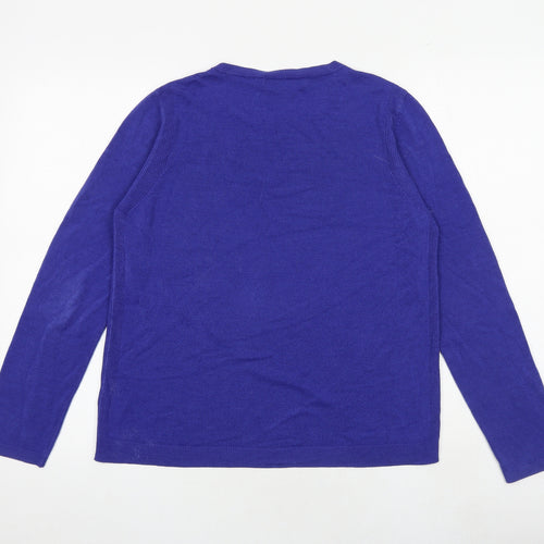 Marks and Spencer Womens Blue Round Neck Acrylic Pullover Jumper Size 14