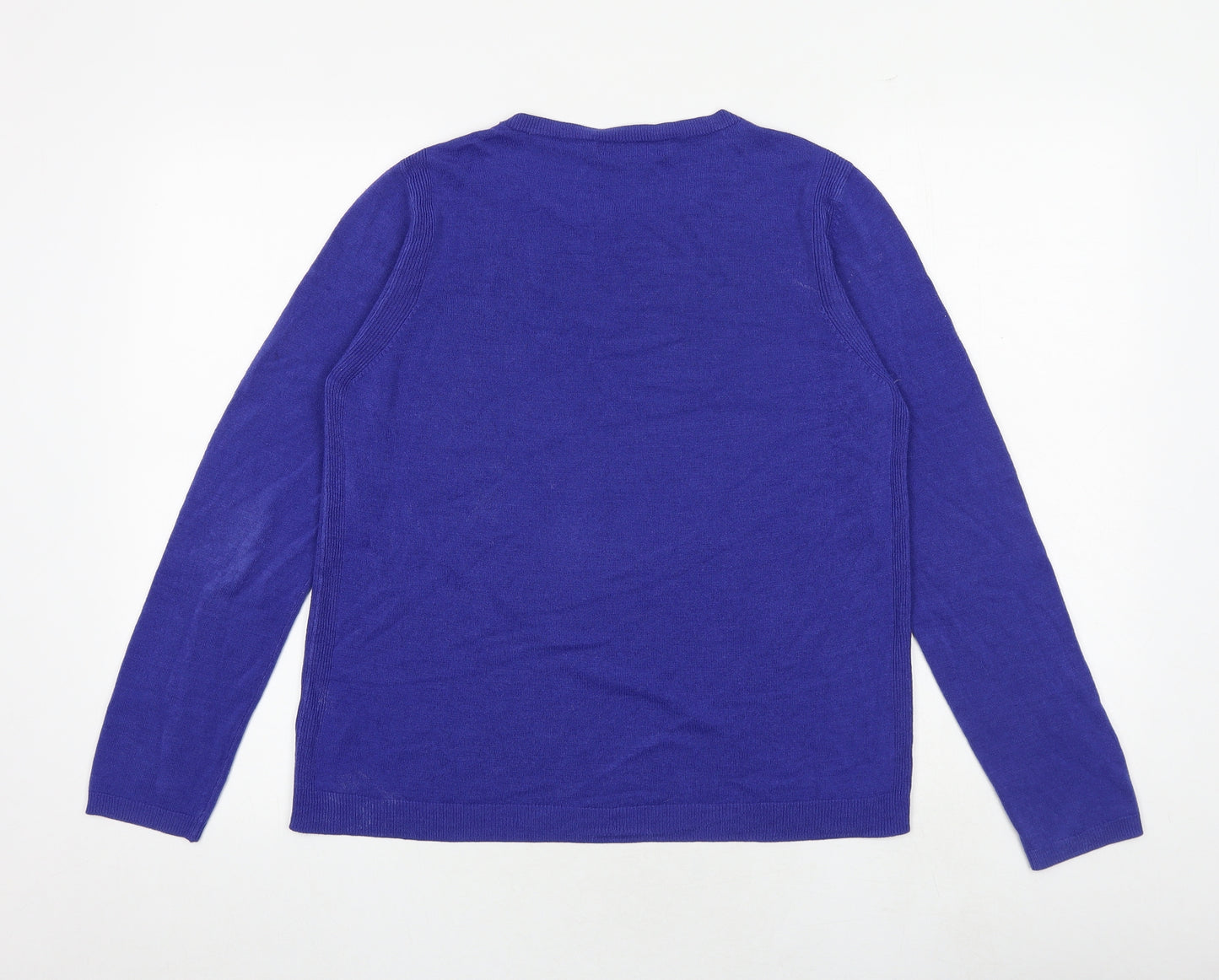 Marks and Spencer Womens Blue Round Neck Acrylic Pullover Jumper Size 14