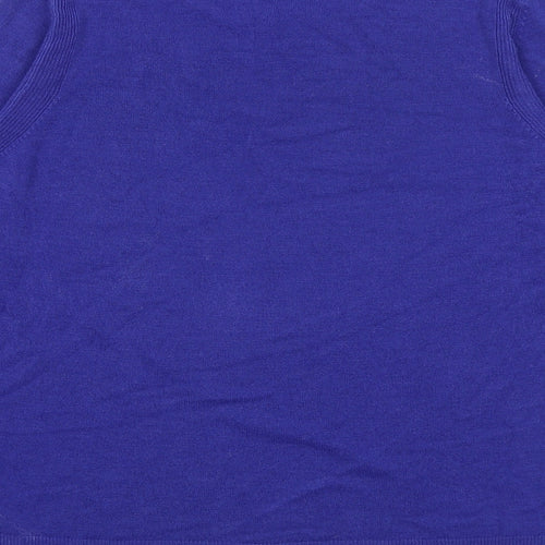 Marks and Spencer Womens Blue Round Neck Acrylic Pullover Jumper Size 14