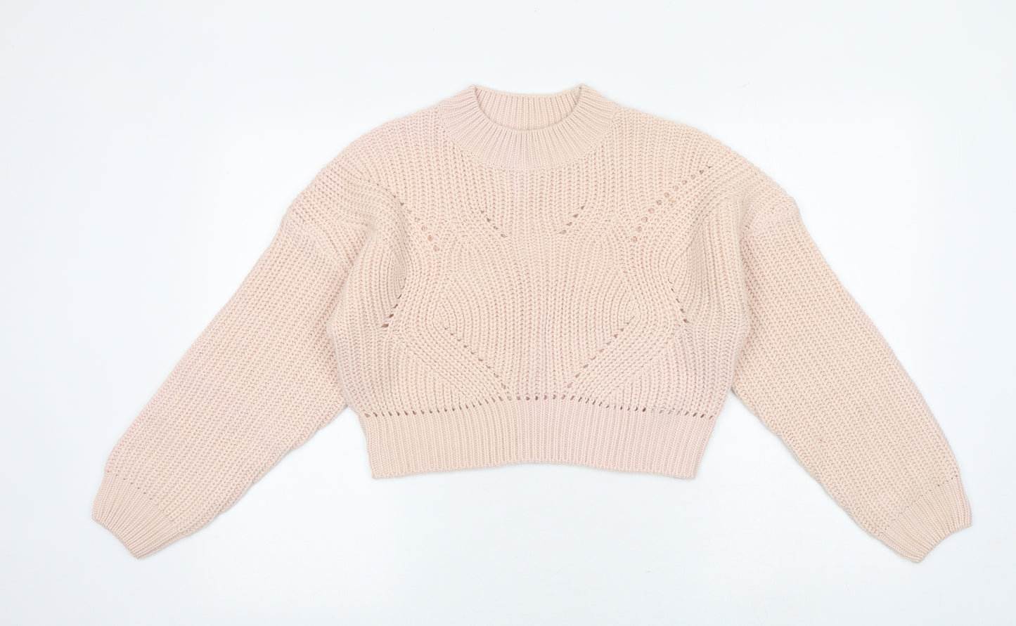 New Look Girls Pink Round Neck Acrylic Pullover Jumper Size 14-15 Years Pullover