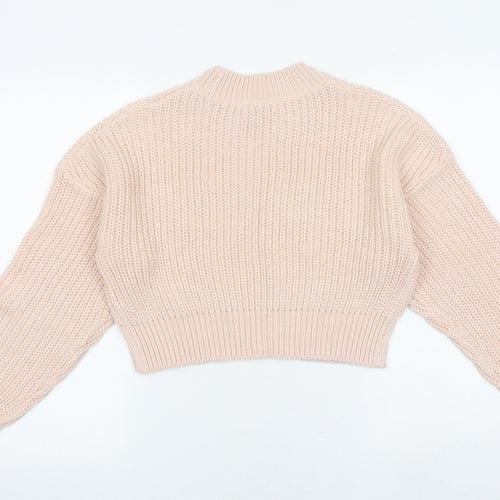 New Look Girls Pink Round Neck Acrylic Pullover Jumper Size 14-15 Years Pullover
