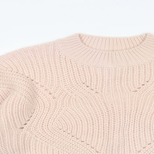 New Look Girls Pink Round Neck Acrylic Pullover Jumper Size 14-15 Years Pullover