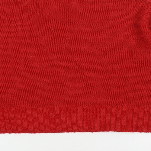 New Look Womens Red Round Neck Acrylic Pullover Jumper Size S