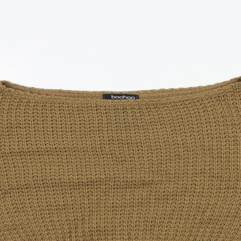Boohoo Womens Brown Boat Neck Acrylic Pullover Jumper Size S