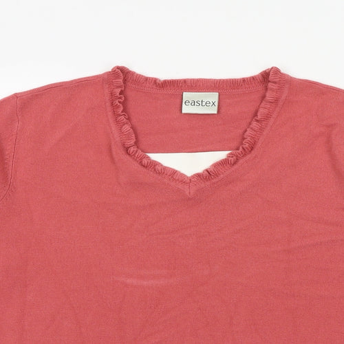 Eastex Womens Pink V-Neck Acrylic Pullover Jumper Size 16