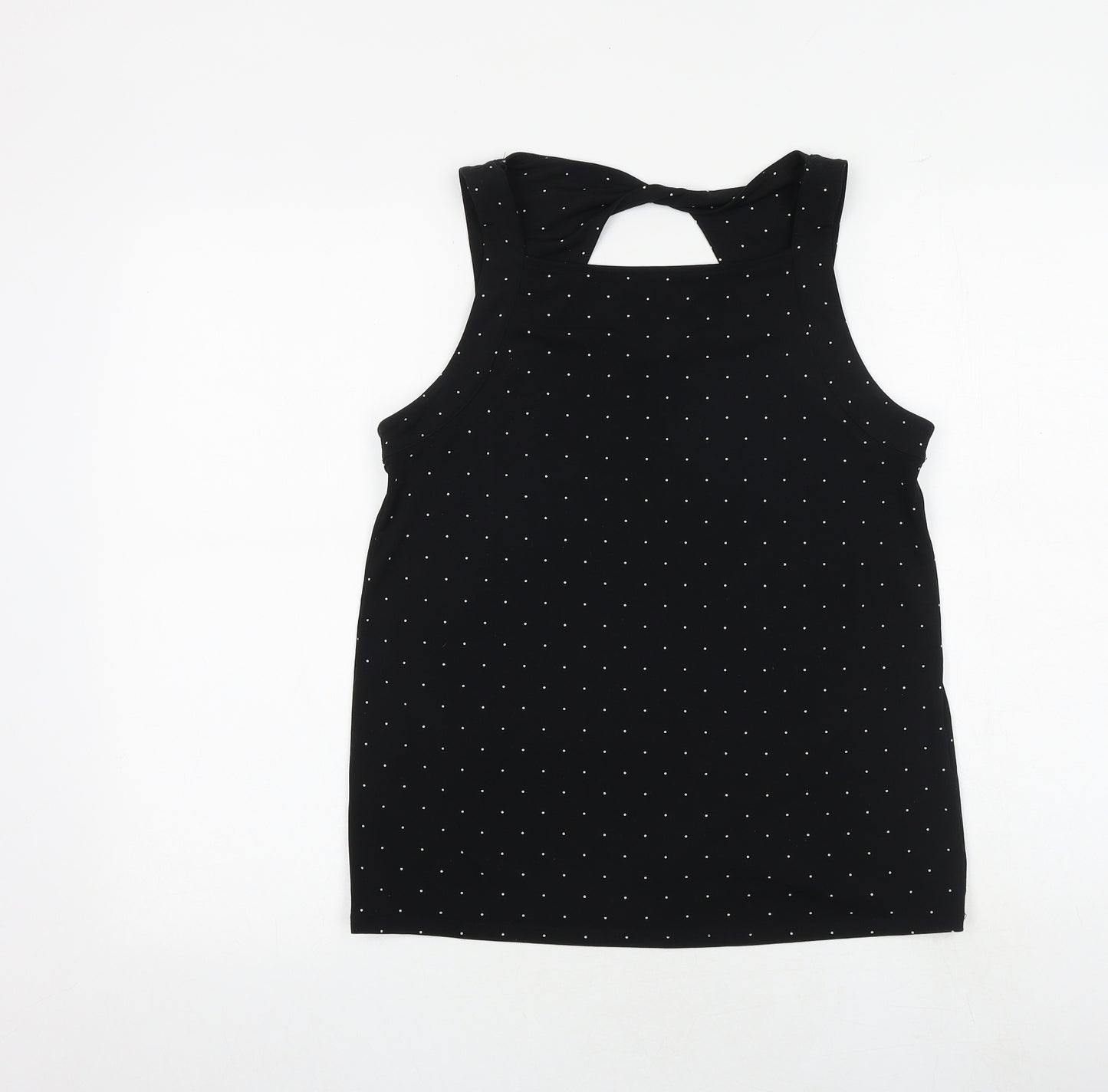 Banana Republic Womens Black Polka Dot Polyester Basic Tank Size S Square Neck - Cut Out Back Detail