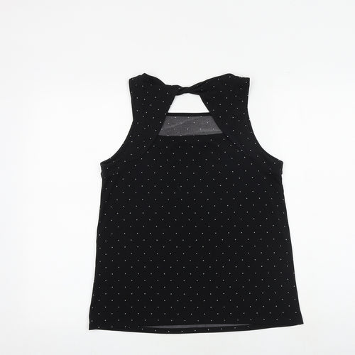 Banana Republic Womens Black Polka Dot Polyester Basic Tank Size S Square Neck - Cut Out Back Detail