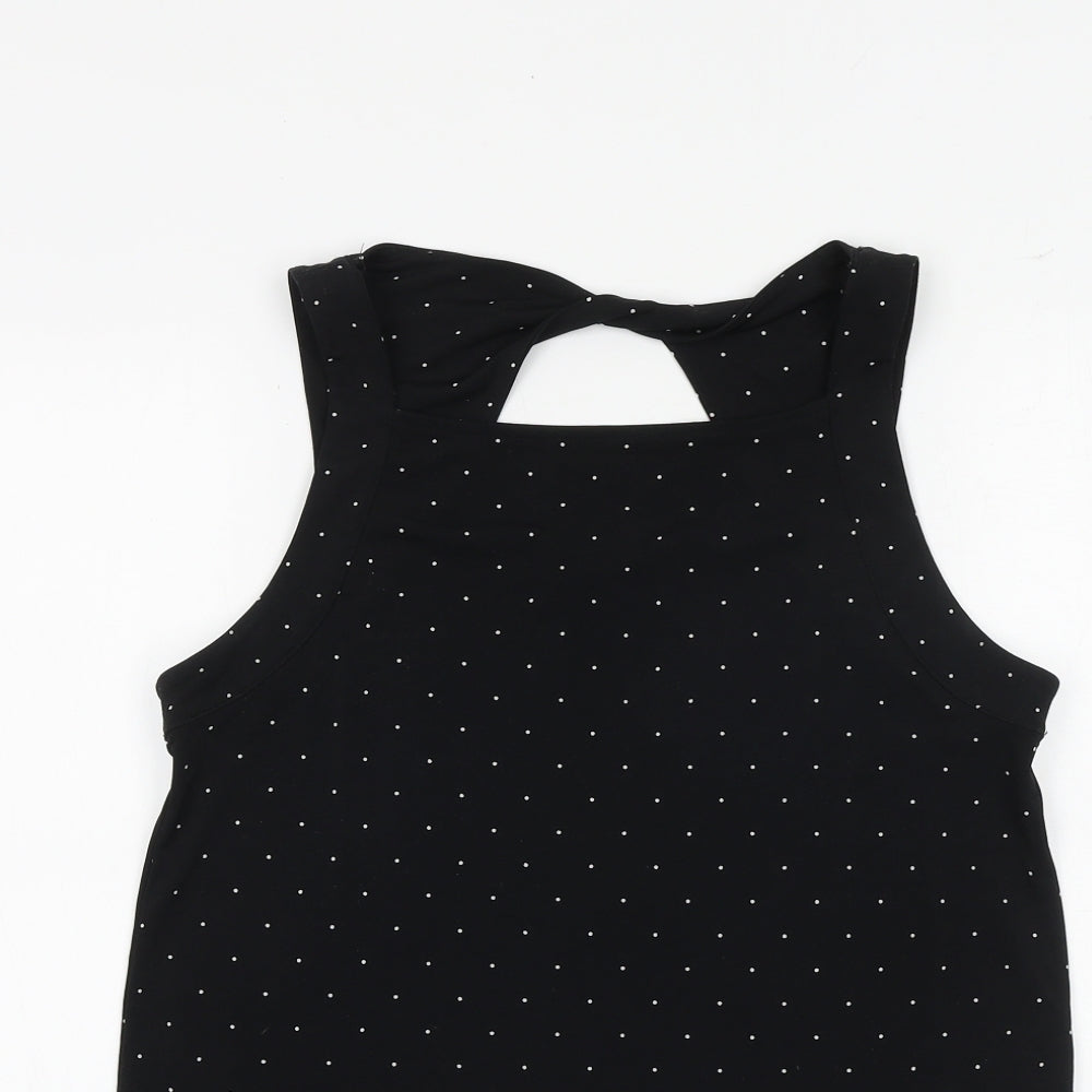 Banana Republic Womens Black Polka Dot Polyester Basic Tank Size S Square Neck - Cut Out Back Detail